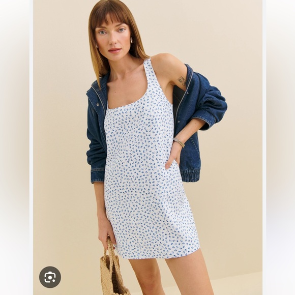 REFORMATION Hamley Hanna Floral Mini Linen Dress Size 12 NEW - Picture 1 of 3